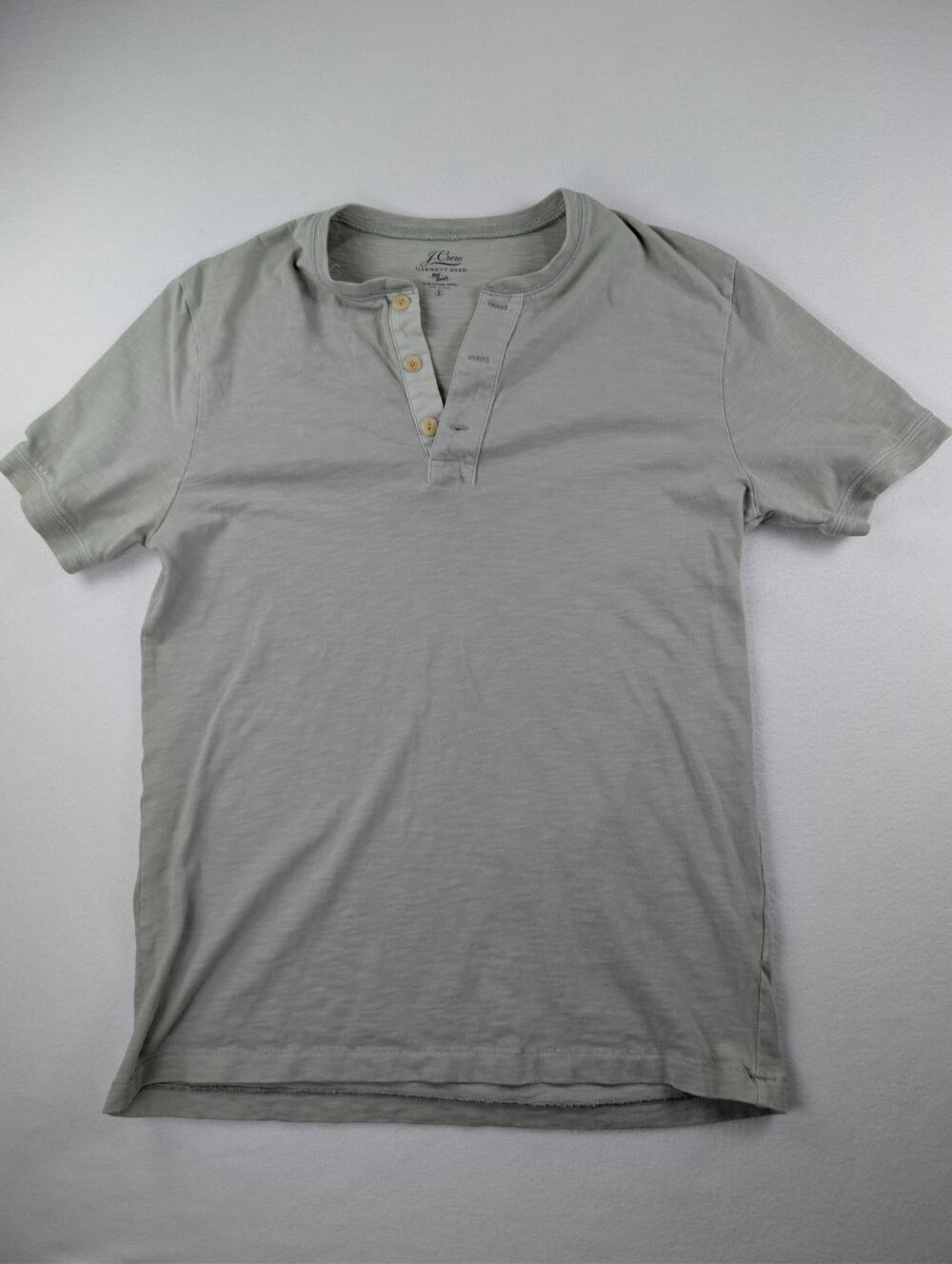 J.Crew Men’s Small Garment-Dyed Slub Cotton Short Sleeve Henley Gray